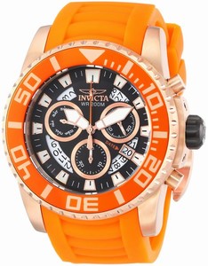 Invicta Pro Diver Quartz Chronograph Day Date Orange Polyurethane Watch # 14676 (Men Watch)