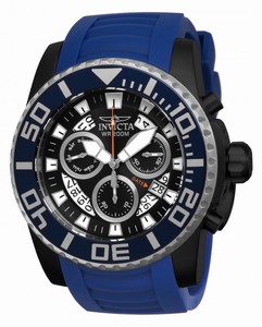 Invicta Pro Diver Quartz Chronograph Day Date Blue Polyurethane Watch # 14678 (Men Watch)