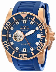 Invicta Pro Diver Automatic Open Heart Dial Blue Polyurethane Watch # 14683 (Men Watch)