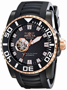 Invicta Black Carbon Fiber With Skeletal Window Automatic Watch #14686 (Men Watch)