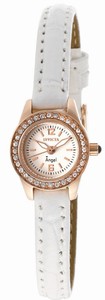 Invicta Angel Quartz Crystal Rose Gold Plated Stainless Steel Bezel White Leather Watch # 14691 (Women Watch)