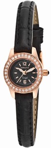 Invicta Angel Quartz Crystal Rose Gold Plated Stainless Steel Bezel Black Leather Watch # 14692 (Women Watch)