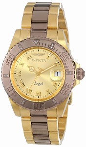 Invicta Gold Dial Stainless Steel Band Watch #14728 (Women Watch)