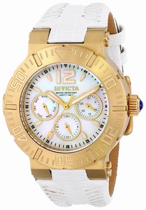Invicta Angel Quartz Multifunction Dial White Leather Watch # 14742 (Women Watch)