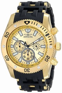 Invicta Sea Spider Gold Dial Chronograph Black Polyurethane Watch # 14813 (Men Watch)