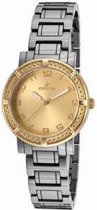 Invicta Ceramic Quartz Analog Gold Dial Ceramic Watch # 14897 (Women Watch)