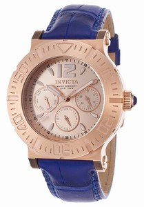 Invicta Specialty Quartz Analog Day Date Blue Leather Watch # 14921 (Women Watch)