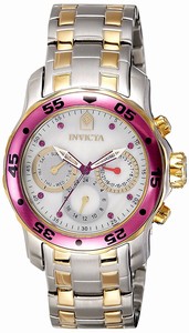 Invicta White Mother Of Pearl Dial Uni-directional Rotating Band Watch #14943 (Women Watch)