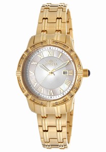 Invicta Angel Quartz Analog Date Silver Dial Gold Tone Stainless Steel Watch # 14995 (Women Watch)