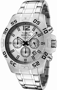 Invicta Specialty Quartz Chronograph Date Silver Dial Stainless Steel Watch # 1500 (Men Watch)