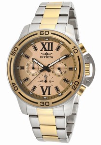 Invicta Specialty Quartz Chronograph Gold Dial Two Tone Stainless Steel Watch # 15058 (Men Watch)