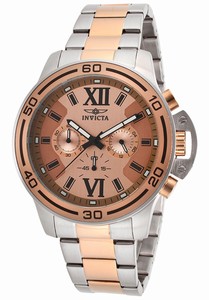 Invicta Specialty Quartz Chronograph Rose Gold Dial Two Tone Stainless Steel Watch # 15059 (Men Watch)