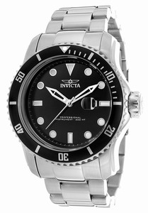 Invicta Pro Diver Quartz Analog Date Black Dial Stainless Steel Watch # 15075 (Men Watch)