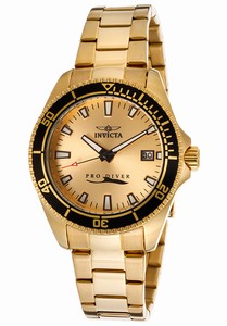 Invicta Pro Diver Quartz Analog Date Gold Dial Stainless Steel Watch # 15138SYB (Women Watch)