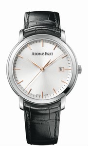 Audemars Piguet Jules Audemars Automatic Silver Dial Date 18ct White Gold Case Black Leather Watch# 15170BC.OO.A002CR.01 (Men Watch)