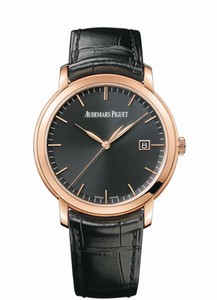 Audemars Piguet Jules Audemars Automatic Black Dial Date 18ct Rose Gold Case Black Leather Watch# 15170OR.OO.A002CR.01 (Men Watch)