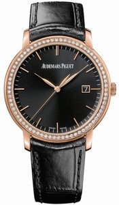 Audemars Piguet Automatic 18kt Rose Gold Black Dial Black Crocodile Leather Band Watch #15171OR.ZZ.A002CR.01 (Men Watch)