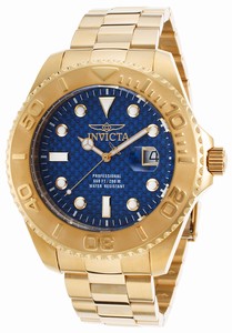 Invicta Pro Diver Quartz Analog Date Blue Dial Gold Tone Stainless Steel Watch # 15193 (Men Watch)
