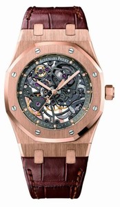 Audemars Piguet Automatic 18kt Rose Gold Skeleton Dial Brown Crocodile Leather Band Watch #15305OR.OO.D088CR.01 (Men Watch)