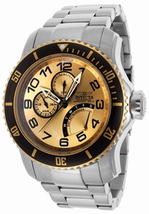 Invicta Pro Diver Quartz Analog Day Date Gold Dial Stainless Steel Watch # 15337 (Men Watch)