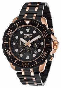 Invicta Quartz Chronograph Date Black Dial Two Tone Stainless Steel Watch #15392 (Men Watch)