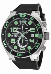 Invicta Pro Diver Quartz Chronograph Date Black Polyurethane Watch # 15394 (Men Watch)