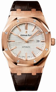 Audemars Piguet Automatic 18kt Rose Gold Silver Dial Brown Crocodile Leather Band Watch #15400OR.OO.D088CR.01 (Men Watch)