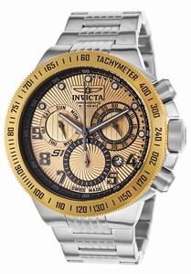 Invicta S1 Rally Quartz Chronograph Day Date Gold Dial Stainless Steel Watch # 15446 (Men Watch)