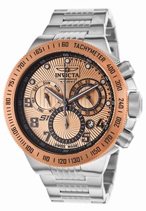 Invicta S1 Rally Quartz Chronograph Day Date Rose Gold Dial Stainless Steel Watch # 15448 (Men Watch)