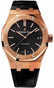 Audemars Piguet Automatic 18kt Rose Gold Black Dial Black Crocodile Leather Band Watch #15450OR.OO.D002CR.01 (Men Watch)