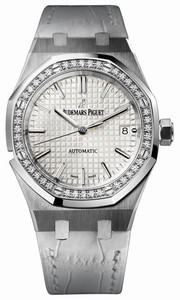 Audemars Piguet Automatic Stainless Steel Silver Dial White Crocodile Leather Band Watch #15451ST.ZZ.D011CR.01 (Women Watch)