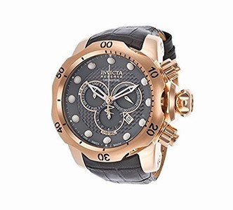 Invicta Venom Quartz Chronograph Date Grey Leather Watch # 15466 (Men Watch)