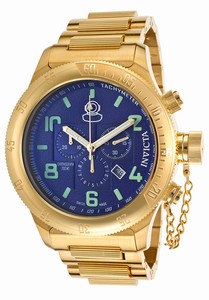 Invicta Russian Diver Quartz Chronograph Date Blue Dial Gold Tone Stainless Steel Watch # 15474 (Men Watch)