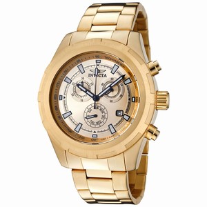 Invicta Gold Dial Chronograph Luminous Stop-watch Watch #1561 (Men Watch)