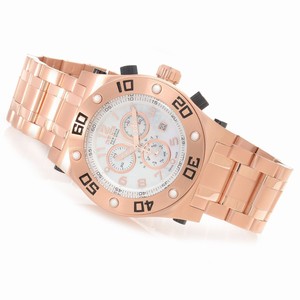 Invicta White Mother Of Pearl Dial Rose Gold Plated Stainless Steel Band Watch #15767 (Men Watch)