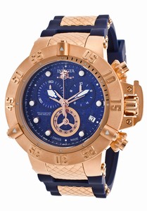 Invicta Subaqua Quartz Chronograph Date Blue Dial Blue Polyurethane Watch # 15804 (Men Watch)