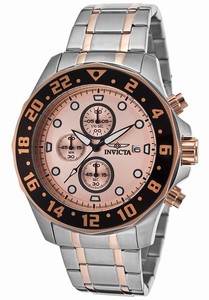 Invicta Specialty Quartz Chronograph Date Rose Gold Dial Two Tone Stainless Steel Watch # 15941 (Men Watch)