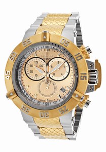 Invicta Subaqua Quartz Chronograph Date Gold Dial Two Tone Stainless Steel Watch # 15949 (Men Watch)
