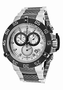 Invicta Subaqua Quartz Chronograph Date Silver Dial Two Tone Stainless Steel Watch # 15954 (Men Watch)