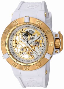Invicta Subaqua Mechanical Hand Wind Skeleton Dial White Silicone Watch # 16094 (Women Watch)