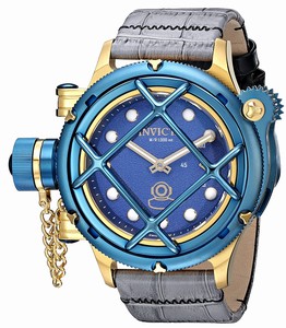 Invicta Russian Diver Mechanical Hand Wind Blue Dial Grey Leather Watch # 16198 (Men Watch)