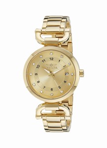 Invicta Gold Dial Stainless Steel Band Watch #16225 (Women Watch)