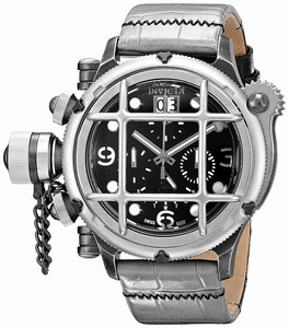 Invicta Russian Diver Quartz Chronograph Day Date Grey Leather Watch # 16229 (Men Watch)