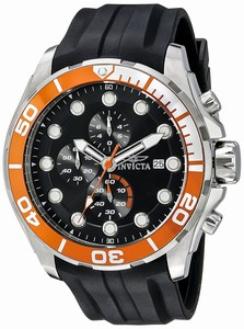 Invicta Pro Diver Quartz Chronograph Date Black Polyurethane Watch # 16230 (Men Watch)