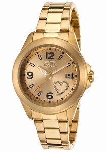 Invicta Specialty Quartz Analog Date Gold Dial Stainless Steel Watch # 16327 (Women Watch)