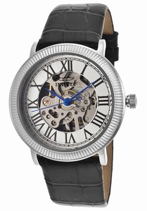 Invicta Specialty Mechanical Hand Wind Analog Skeletonized Dial Black Leather Watch # 16341 (Women Watch)