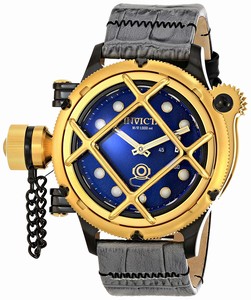 Invicta Russian Diver Mechanical Hand Wind Blue Dial Grey Leather Watch # 16356 (Men Watch)