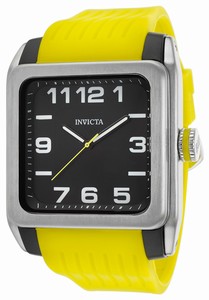 Invicta BLU Quartz Analog Black Dial Yellow Silicone Watch # 16442 (Men Watch)