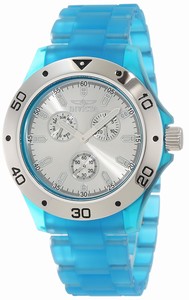 Invicta Quartz Multifunction Dial Light Blue Plastic Watch # 1664 (Men Watch)