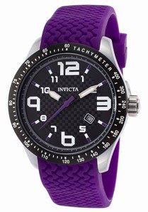 Invicta BLU Quartz Analog Date Black Dial Purple Silicone Watch # 16642 (Men Watch)